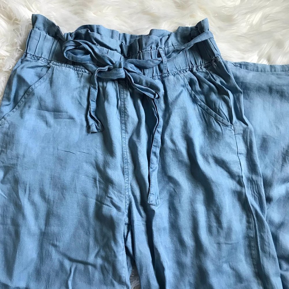 Denim "Paper Bag" Pants